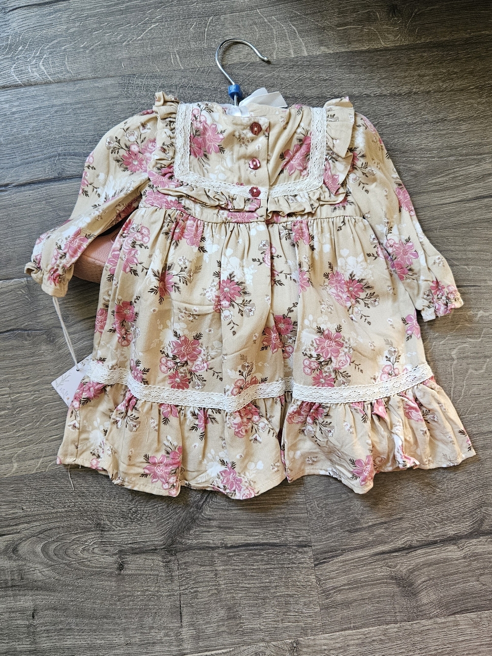 Haute Hippie Cream Floral Ruffle Dress with Pink Embroidered Baby Boots - Picture 3 of 3